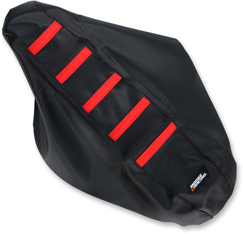 Ribbed Seat Cover - Black Cover/Red Ribs - Honda CRF250/450 '17-'25