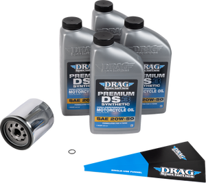 Full Synthetic Oil Change Kit - 20W50 - Twin Cam - Chrome Filter