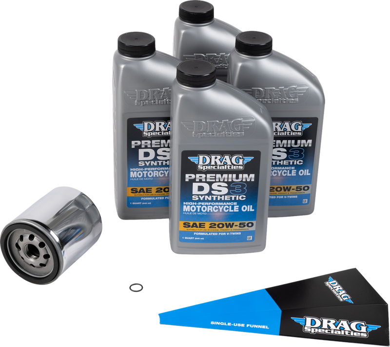 Full Synthetic Oil Change Kit - 20W50 - Twin Cam - Chrome Filter