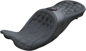 Longhaul 2Up Seat - Air - w/ Driver Backrest Capability - Double Diamond w/ Gray Stitch - FL '08-'23
