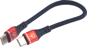 Male USB-C to Male USB-C Cable - Phone Charger - Heavy-Duty - 7-1/2" - Black/Red
