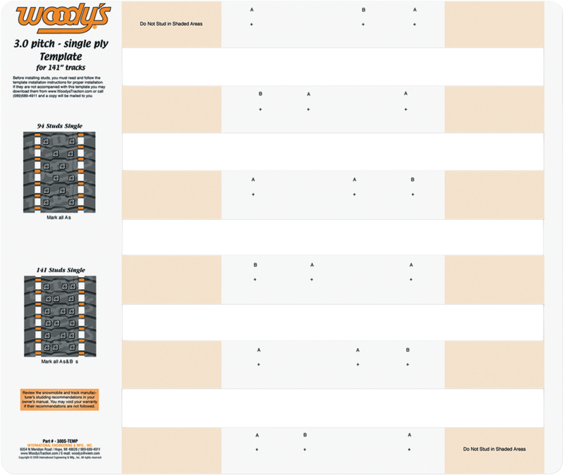 Studding Template - Track - 141" - 3" Pitch