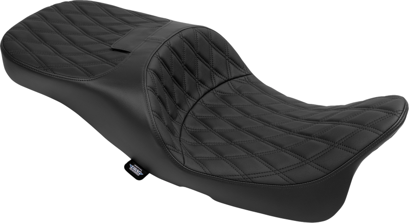 Extended Reach Freedom Seat - Vinyl - Double Diamond - Black Stitch - FLT/FLH '09-'25