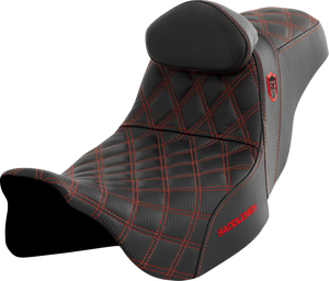 SEAT SDC PERF GRIPPER W/BR RED STITCH