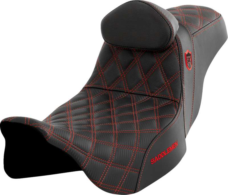 SEAT SDC PERF GRIPPER W/BR RED STITCH