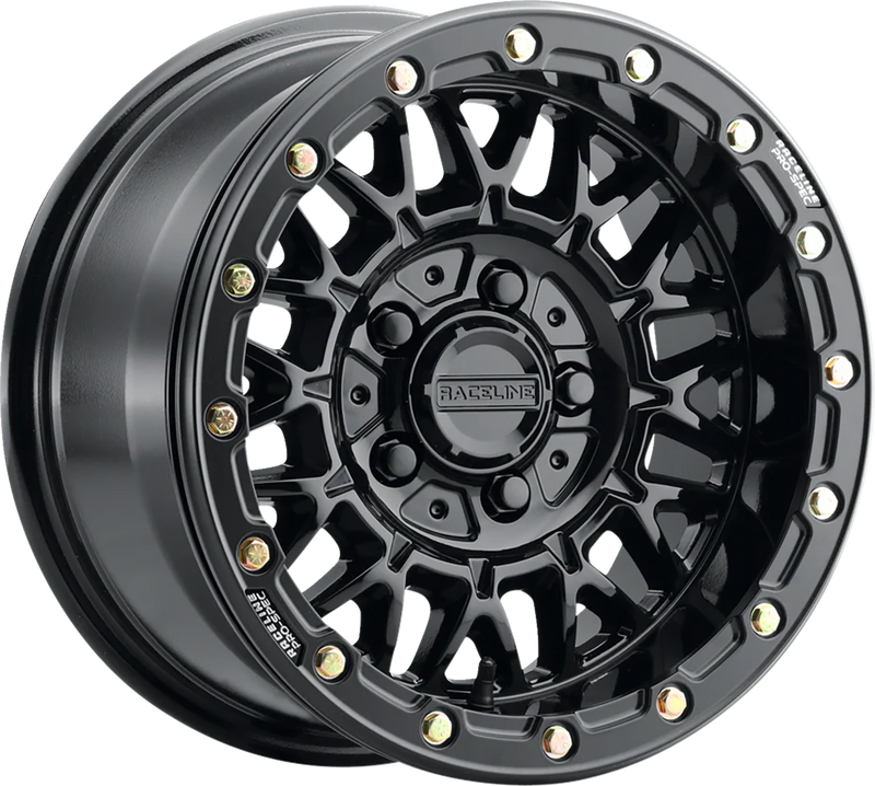 Wheel - Omega Beadlock - Front/Rear - Black with Gloss Black Ring - 15x7 - 5/4.5 - +25 mm