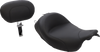 Wide Solo Seat - With Backrest - Vintage - Black - Smooth - FL '08-'25 - view 1