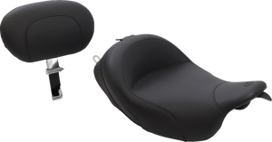 Wide Solo Seat - With Backrest - Vintage - Black - Smooth - FL '08-'25