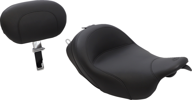 Wide Solo Seat - With Backrest - Vintage - Black - Smooth - FL '08-'25