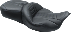 One-Piece Deluxe Touring Seat - Black w/ Sky Blue Stitching - FL '08-'25