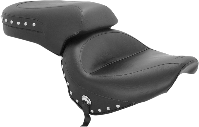 Seat - Wide - Touring - Without Backrest - Two-Piece - Chrome Studded - Black w/ Conchos - XV650