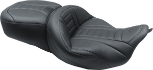 One-Piece Deluxe Touring Seat - Black w/ Gun Metal Stitching - FL '08-'25