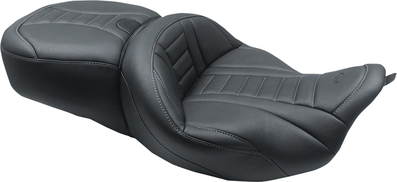 One-Piece Deluxe Touring Seat - Black w/ Gun Metal Stitching - FL '08-'25