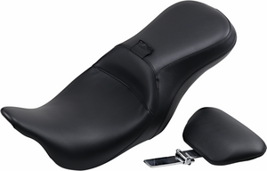 Outcast 2-Up Seat - With Backrest - Smooth - Black - FL '08-'23