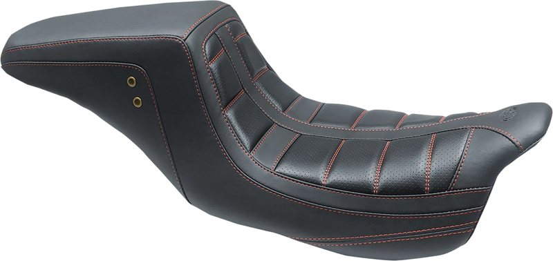Squareback One-Piece Seat - Tuck and Roll - Black w/ American Beauty Red Stitching - FL '08-'25