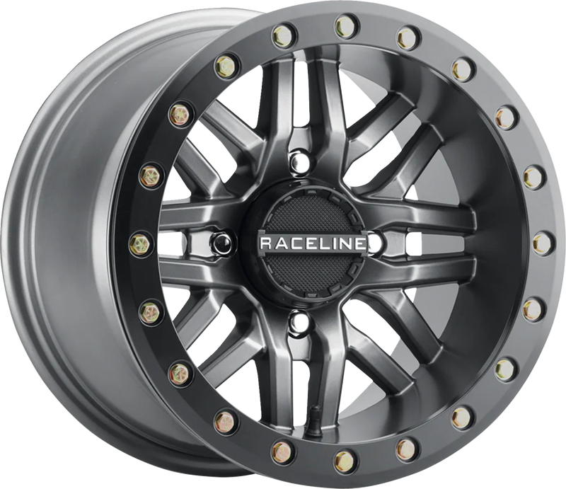 Wheel - Ryno - Beadlock - Front/Rear - Gunmetal/with Black Ring - 14x7 - 4/137 - 5+2