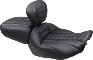 Deluxe Touring Passenger Seat - Gun Metal Stitch - Carbon Fiber Inlay - FLH/FLT '23-'24