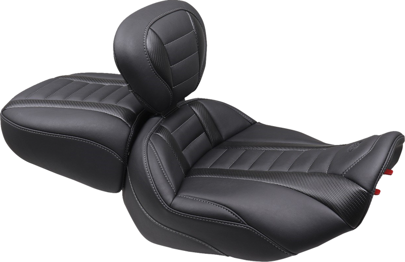 Deluxe Touring Passenger Seat - Gun Metal Stitch - Carbon Fiber Inlay - FLH/FLT '23-'24