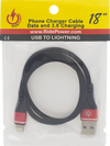 Male USB to Male Lightning Cable - Phone - Charger - 18" - Black/Red - view 2
