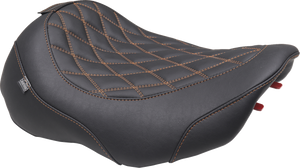 Wide Tripper™ Seat - Solo - Mandarin Orange Stitching - FLT/FLH '23-'25