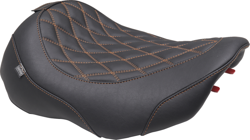 Wide Tripper™ Seat - Solo - Mandarin Orange Stitching - FLT/FLH '23-'25