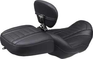 Deluxe Touring Solo Seat - w/ Backrest - Gunmetal Stitch - FLT/FLH '23-'25