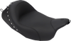 Wide Solo Seat - With Backrest - Black - Studded w/ Concho - FLH/FLT '08-'25 - view 2