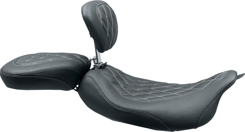 Wide Tripper™ Solo Seat - w/ Drivers Backrest - Black w/ Gun Metal Stitching - FL '08-'25
