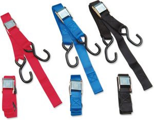 Heavy-Duty Cam Buckle Tie-Downs - 1-1/2" x 6' - Red