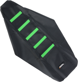 Ribbed Seat Cover - Black Cover/Green Ribs - Kawasaki KX125/250 '03-'07