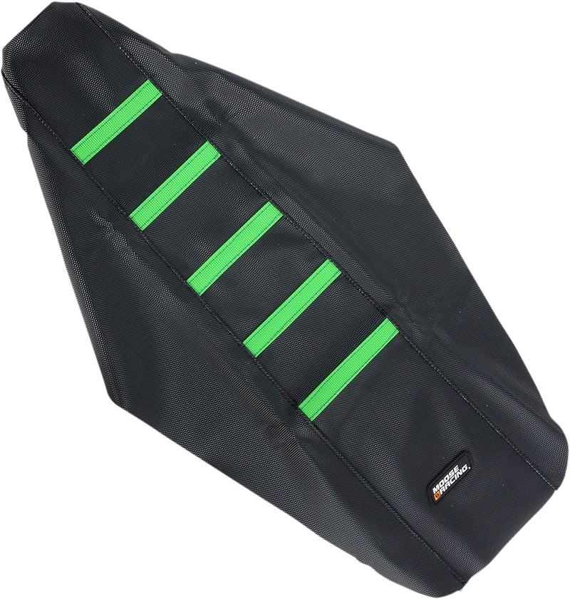 Ribbed Seat Cover - Black Cover/Green Ribs - Kawasaki KX125/250 '03-'07