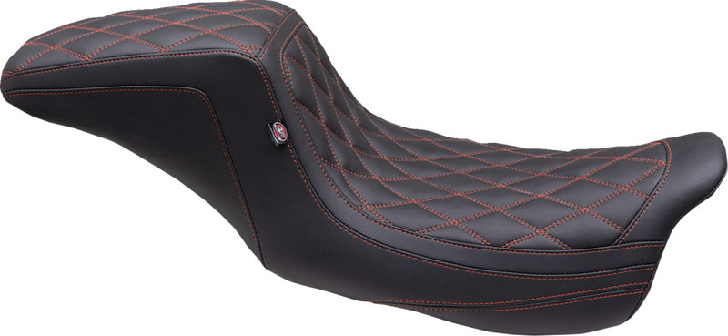One Piece 2-Up Squareback Seat - Double Diamond - American Beauty Red/Orange Stitch - FL '08-'25
