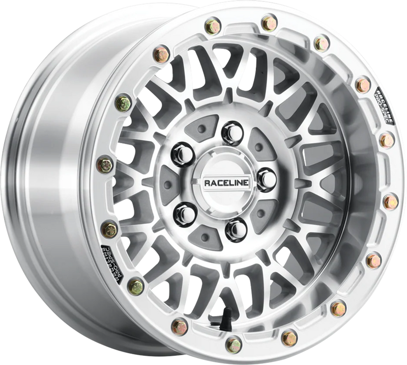 Wheel - Omega Beadlock - Front/Rear - Machined with Gloss Silver Ring - 15x8 - 5/4.5 - 0 mm