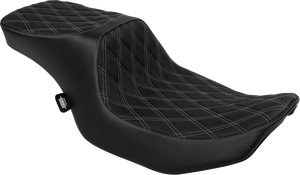 Predator 2-Up Seat - Vinyl - Double Diamond Silver Stitch - w/o Backrest - FLTR/FLHX '23-'24