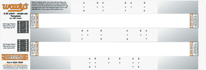 Studding Template - Track - 128" - 2.52" Pitch