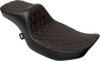 Extended Reach Predator III Seat - Double Diamond - Red Stitching - Vinyl - FLH/FLT '23-'24 - view 1