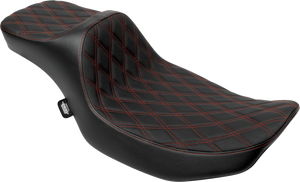 Extended Reach Predator III Seat - Double Diamond - Red Stitching - Vinyl - FLH/FLT '23-'24