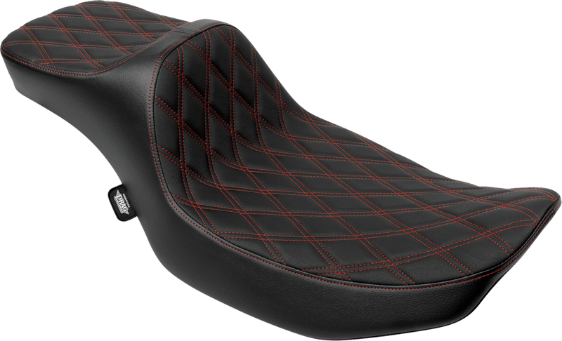 Extended Reach Predator III Seat - Double Diamond - Red Stitching - Vinyl - FLH/FLT '23-'24