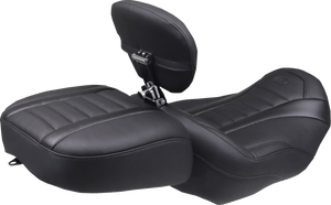Deluxe Touring Solo Seat - w/ Backrest - Black Stitch - FLT/FLH '23-'25