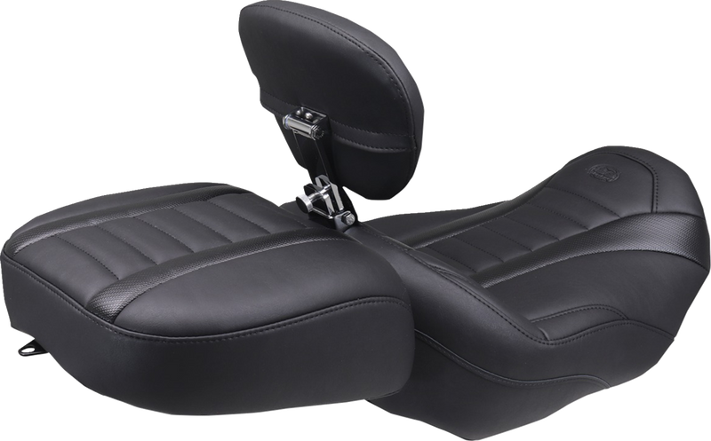 Deluxe Touring Solo Seat - w/ Backrest - Black Stitch - FLT/FLH '23-'25