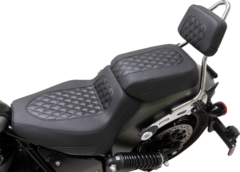 Squareback Sissy Bar Pad - Black - Diamond Stitch - Chief '22-'23
