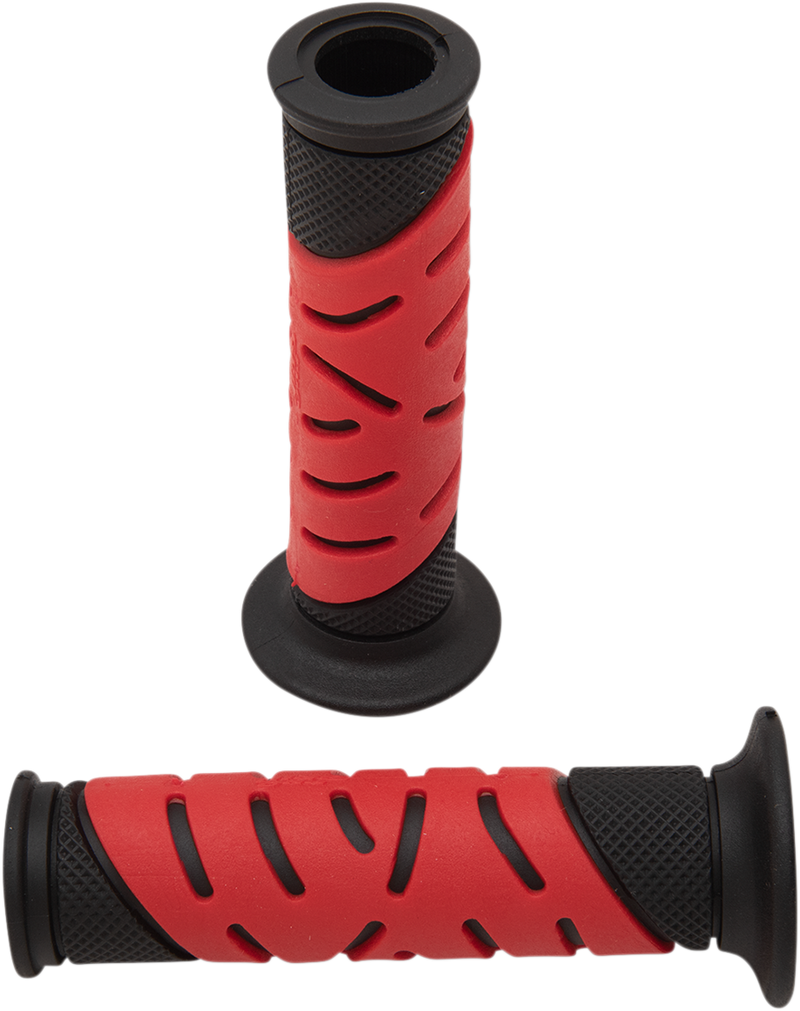 719 Dual Density Sportbike Grips - Open Ends - Black/Red