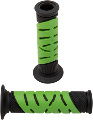 719 Dual Density Sportbike Grips - Open Ends - Black/Green
