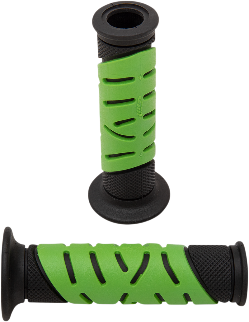 719 Dual Density Sportbike Grips - Open Ends - Black/Green