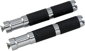 Rubber Foot Pegs - Rigid Mount - Chrome/Black