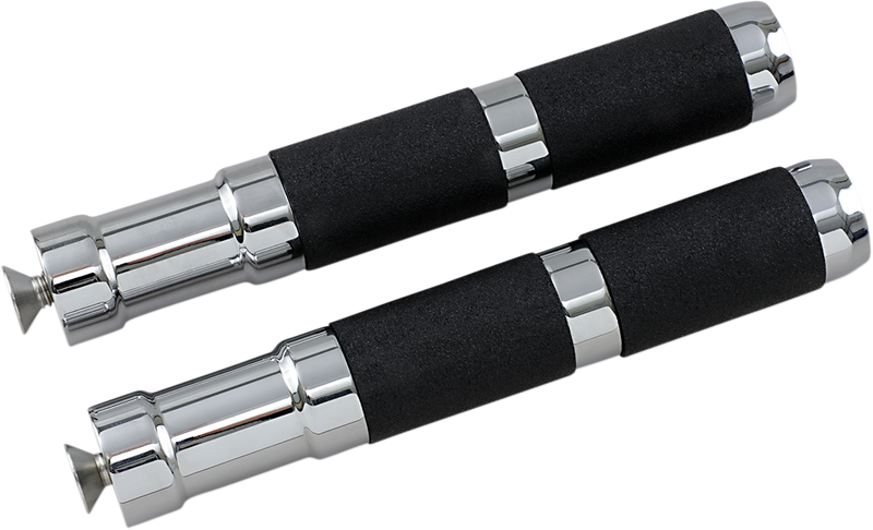 Rubber Foot Pegs - Rigid Mount - Chrome/Black