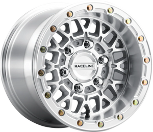Wheel - Omega Beadlock - Rear - Machined with Gloss Silver Ring - 15x10 - 6/5.5 - +25 mm
