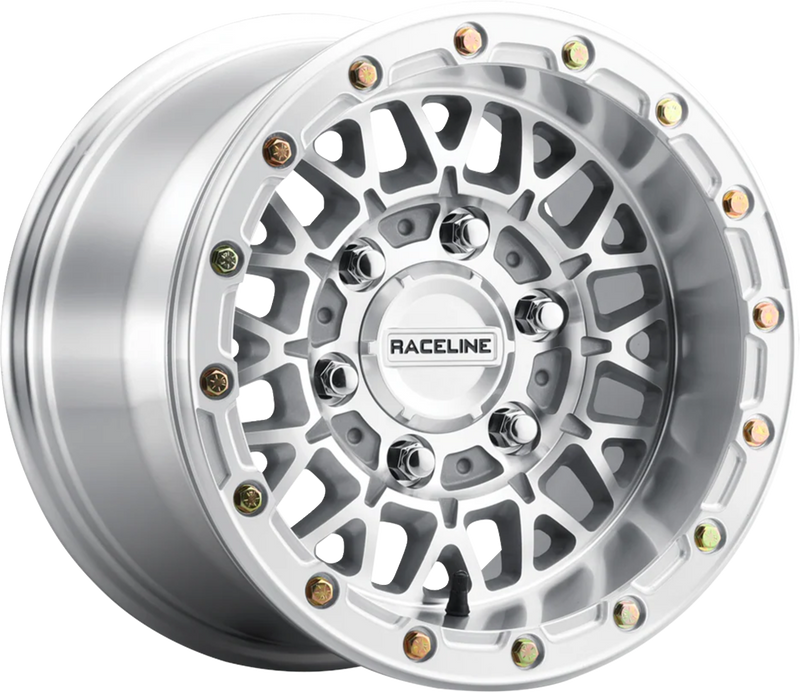 Wheel - Omega Beadlock - Front/Rear - Machined with Gloss Silver Ring - 15x6.5 - 6/5.5 - +74 mm