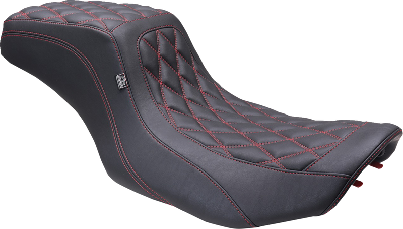 One Piece 2-Up Squareback Seat - Double Diamond - Black Cherry Stitch - FLH/FLT '23-'25