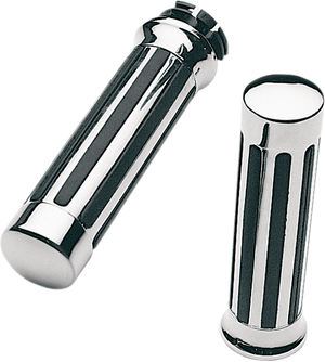 Custom Chrome Rail Style Rubber Grips - Ribs - Roy Star - Chrome